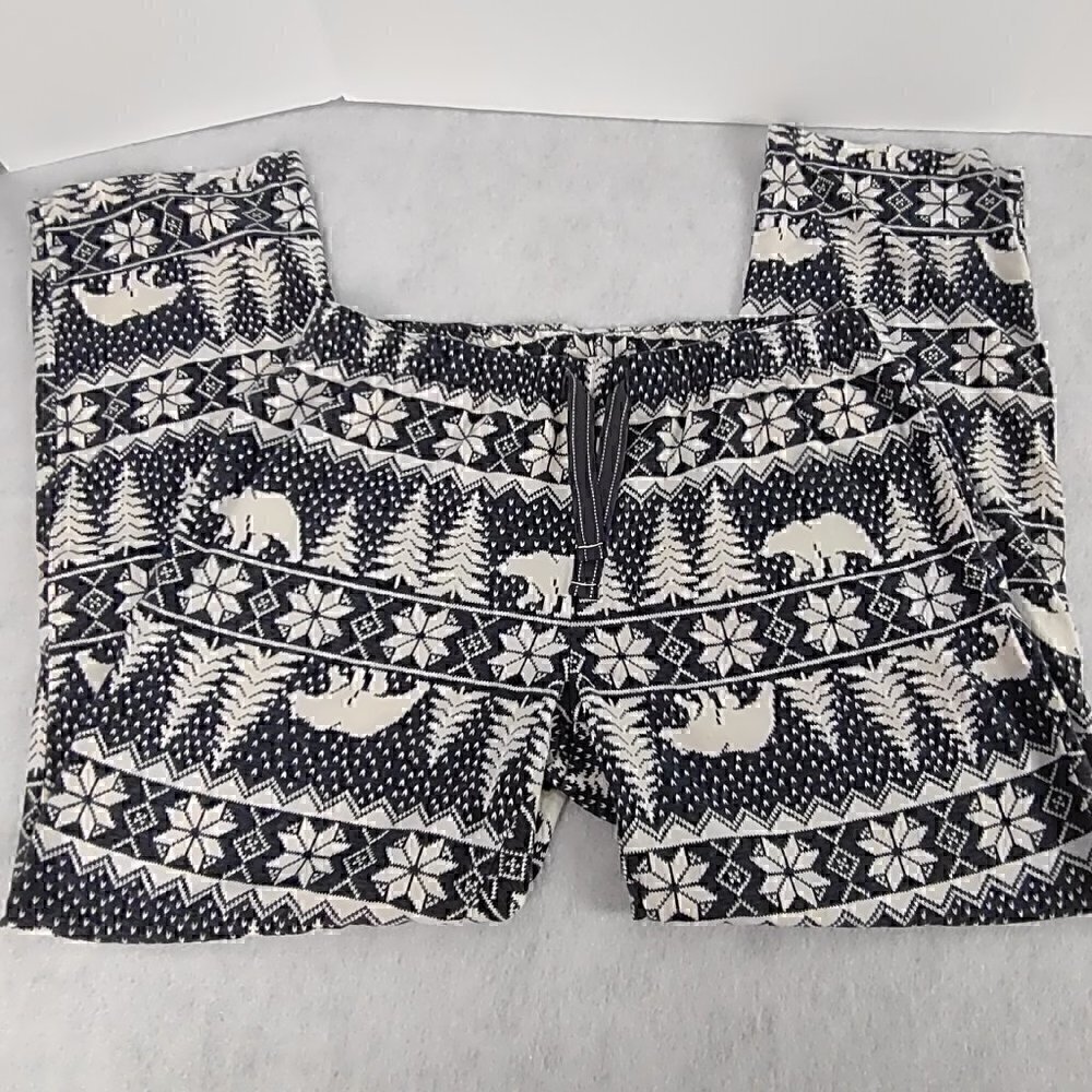 Old Navy Gray White Fair Isle 100% Cotton Pajama Bottoms Size Large - Picture 2 of 9